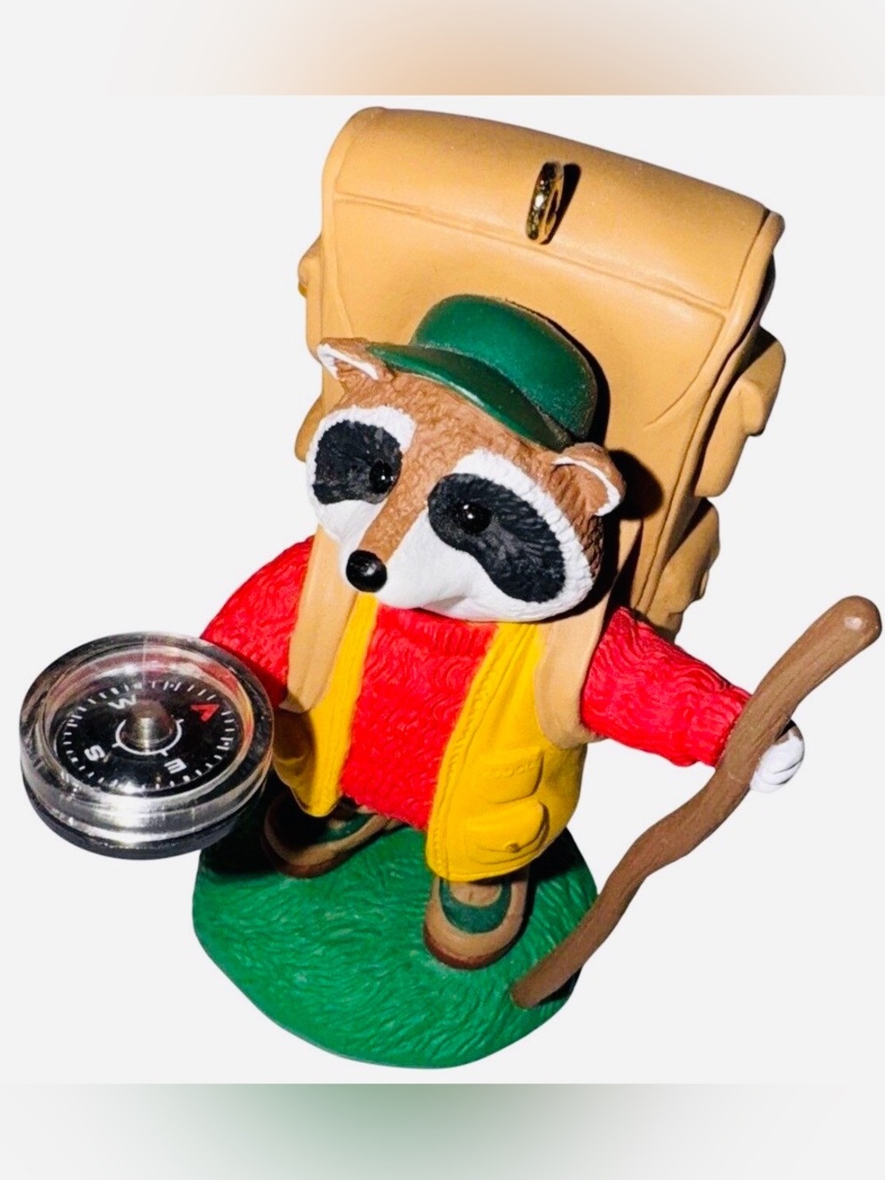 1998 Holiday Camper Raccoon Explorer Figurine Toy Hallmark Ornaments